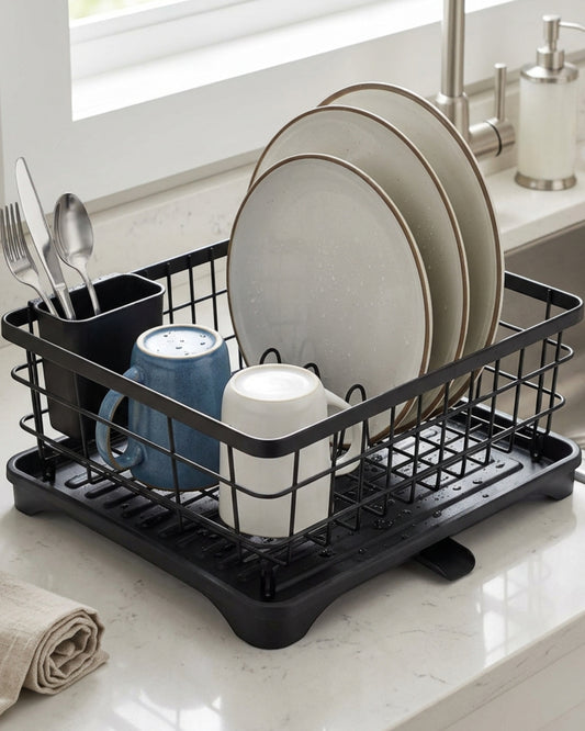 Kfpwz Counter Dish Drying Rack Black Compact 14 in