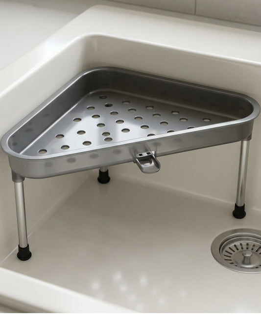 Kfpwz Triangular In-Sink Corner Drain Shelf Smoke Gray - Lifestyle view