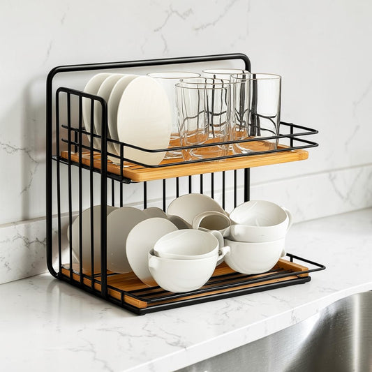 Kfpwz Expandable Dish Drying Rack - Adjustable Stainless Steel Over-the-Sink Storage Organizer for Plates, Bowls, and Cutlery - Rust-Resistant