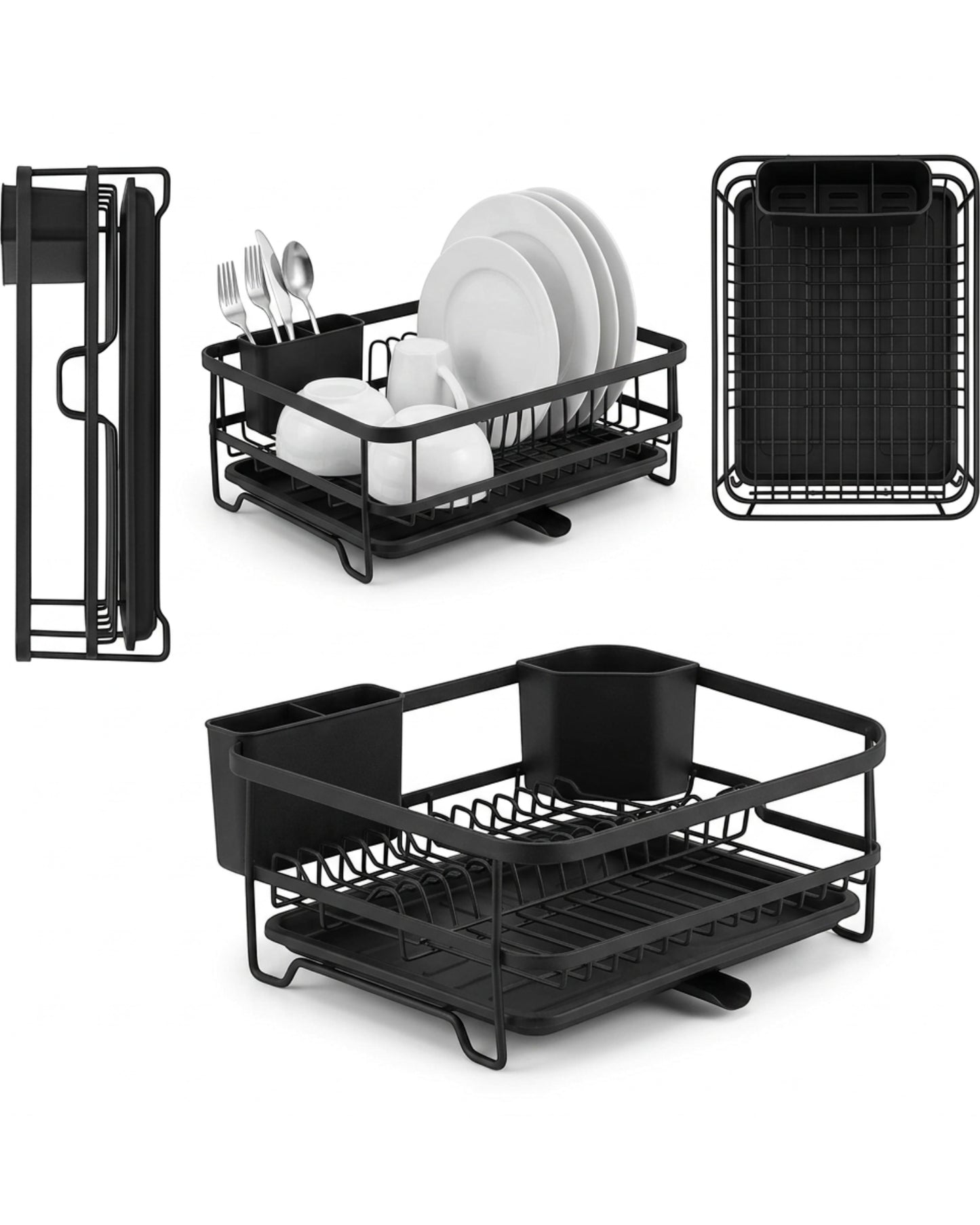 Kfpwz Counter Dish Drying Rack Black Compact 14 in