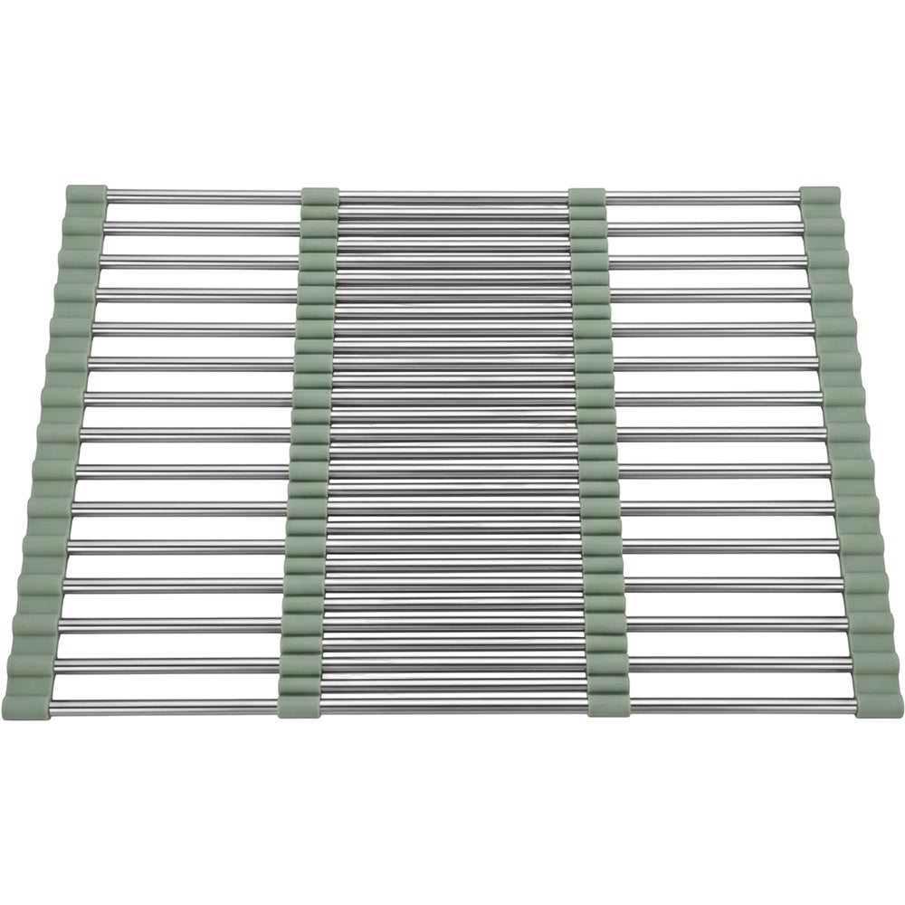 Kfpwz Roll-Up Stainless Sink Draining Rack 18 Rods Sage - Product view