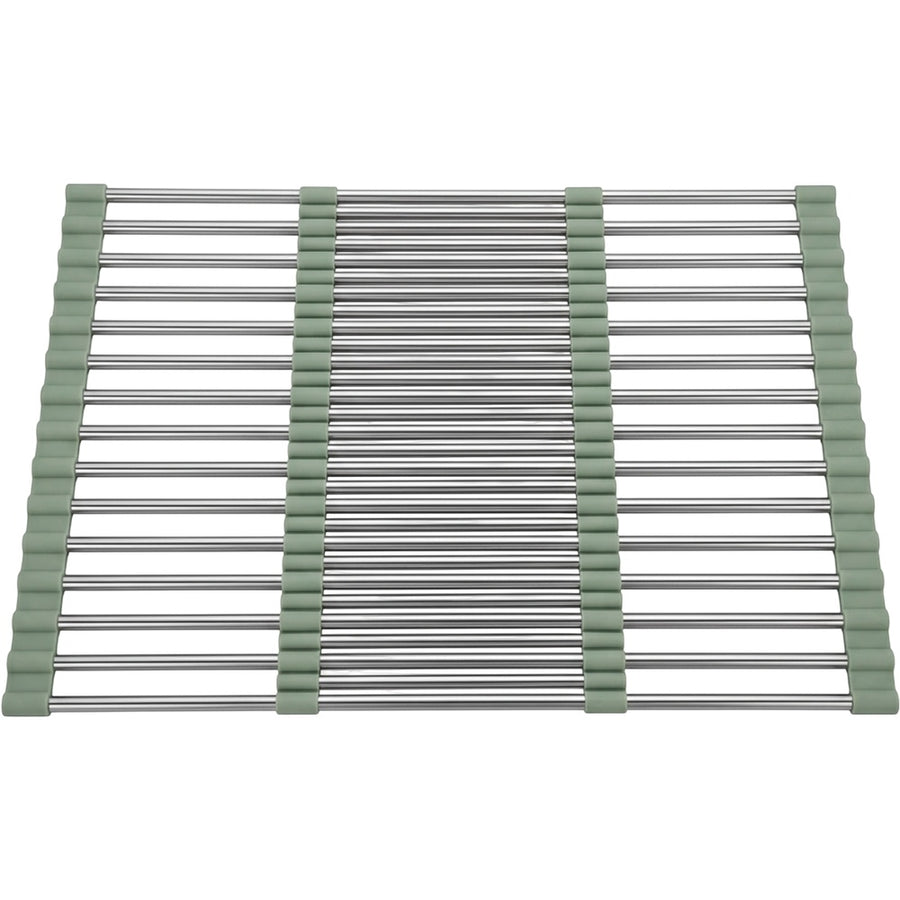 Kfpwz Roll-Up Stainless Sink Draining Rack 18 Rods Sage