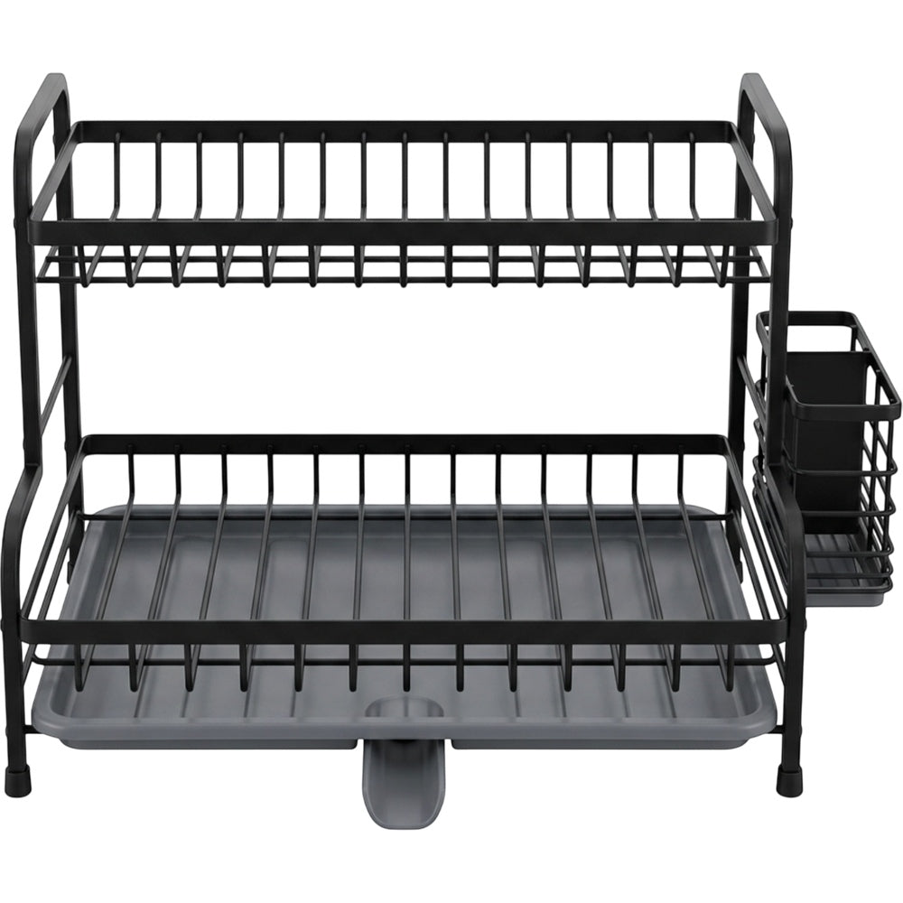Kfpwz Two-Tier Dish Draining Rack with Swivel Spout Charcoal - Product view